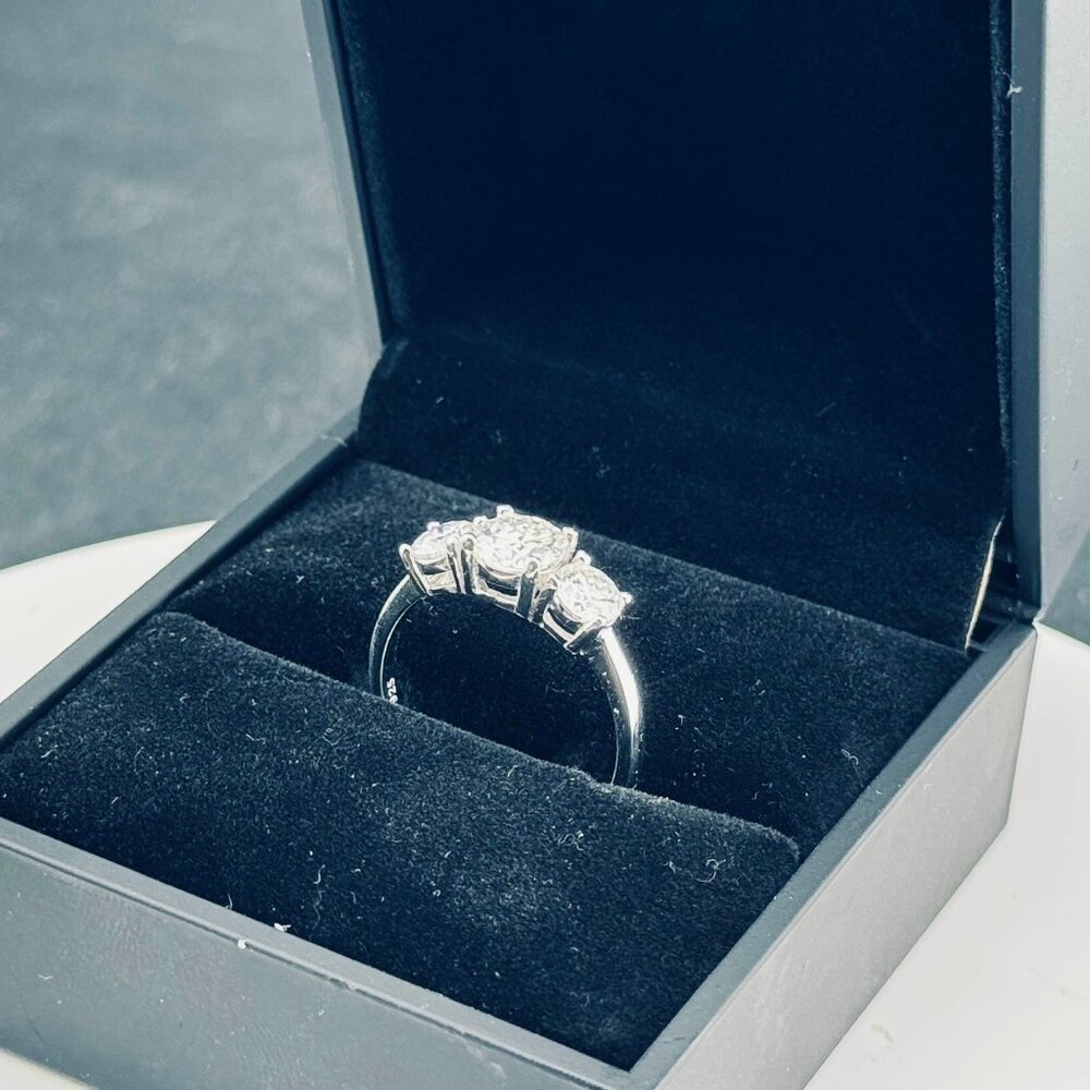 Triple Moissanite Ring Size 5 and 8 PASSES DIAMOND TESTER